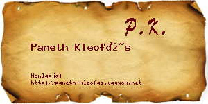 Paneth Kleofás névjegykártya